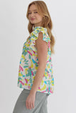Lemon/Aqua Print Top