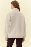Beige Textured Half Zip Pullover