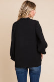 Black 3/4 Bubble Sleeve Top