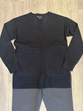 L/S V NK SWEATER W/CABLES- Black