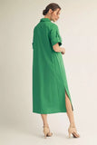 Green Button Down Midi Dress G15651