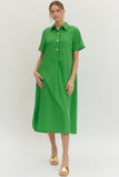 Green Maxi Dress w/ Novelty Buttons D29516
