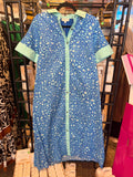 Blue/Aqua Button Down Maxi D30446