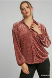 Umgee Burnout Animal Velvet Top- Rosewood