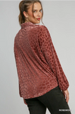 Umgee Burnout Animal Velvet Top- Rosewood