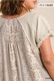 Linen Blend Frayed Hem Top