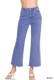 Zenana Acid Wash High Waist Frayed Hem Bootcut Pants- Marlin
