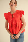 Tomato Red Poplin Top G13996