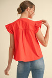 Tomato Red Poplin Top G13996
