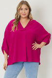 Magenta V-Neck Top