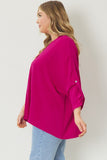 Magenta V-Neck Top