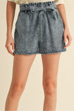 Denim Shorts w/ Belted Waistline