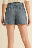 Denim Shorts w/ Belted Waistline