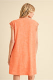 Orange Washed Solid Dress w/ Stud Sleeve S41261