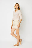 HIGH WAIST BONE GARMENT DYED POCKET EMBROIDERY SHORTS JB150249