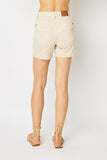 HIGH WAIST BONE GARMENT DYED POCKET EMBROIDERY SHORTS JB150249