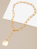 Paper Clip & Coin Medallion Necklace
