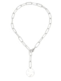 Paper Clip & Coin Medallion Necklace