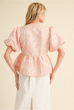 Blush Floral Embroidered Peplum Top