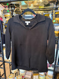 3/4 SLV HENLEY TOP W/SIDE SLITS- Black