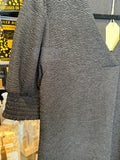 Black V-Neck Top w/ Crinkle Detail