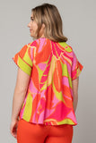 MINI PLEAT TIE FRONT BLOUSE