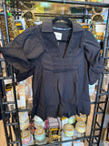 Black Bubble Sleeve Top w/ Smock Yoke
