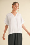 White V-Neck Rayon Top G14370