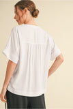 White V-Neck Rayon Top G14370