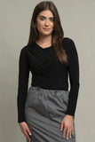 Black L/S Brief Bottom Bodysuit w/ Ruching