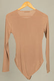 Black L/S Brief Bottom Bodysuit w/ Ruching