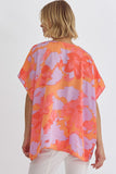Orange Floral Print Top