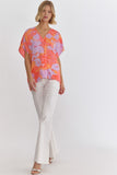Orange Floral Print Top