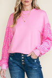 Pink Sequin Sleeve Pullover Top