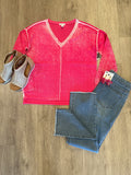 S V-NECK SWEATER W/SPECIAL WASH EFFECT