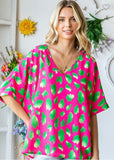 Pink Multi Dolman Sleeve  Top