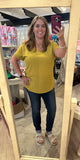Black Solid V-Neck Woven Top