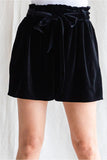 Black Velvet Paper Bag Shorts