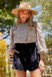 Black Velvet Paper Bag Shorts