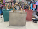 Aqua Jute Gift Tote
