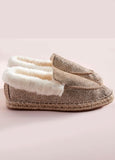 Espadrille Faux Fur lined Slipper Shoe in Glitter