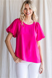 Fuchsia Puff Sleeve Top