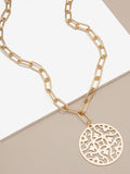 Emblem Pendant And Chain Collar Necklace