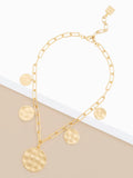 Hammered Medallion Charms Collar Necklace