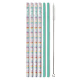 Pretty In Plaid + Mint Reusable Straw Set