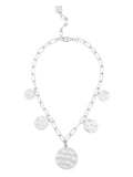 Hammered Medallion Charms Collar Necklace