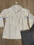 Silver Button Up Top